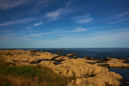a group of rocks on the shore of the ocean at Chikura Tsunagu Hotel in Minamiboso