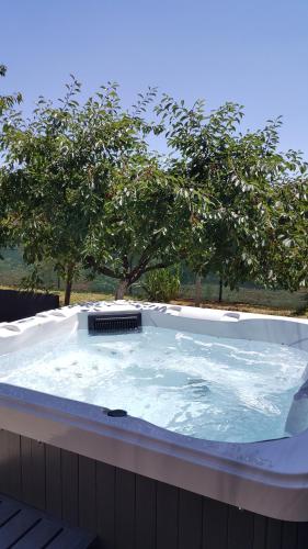 a hot tub with trees in the background at Rooms Katarina in Poreč