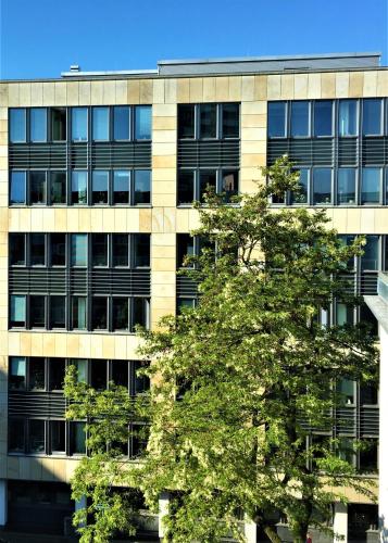an office building with a tree in front of it at Bremen City in Bremen