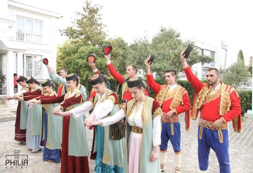 a number of people dressed up in costumes at Philia Hotel in Podgorica