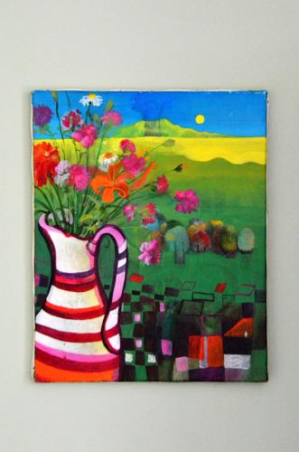 a painting of a vase with flowers in it at B&B Gerlachus in Valkenburg