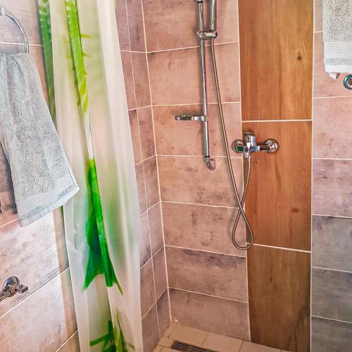 a shower with a glass door in a bathroom at Apartment Little Paradise in Visoko