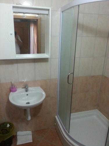 a bathroom with a sink and a shower at Guest House Robi in Međugorje