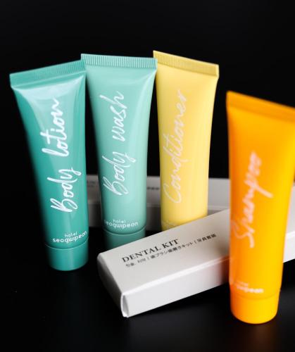 a group of four products sitting on a table at Hotel Seogwipean in Seogwipo