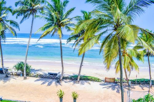 a beach with palm trees and the ocean at Insight Resort Ahangama - S&S Other Certified in Ahangama