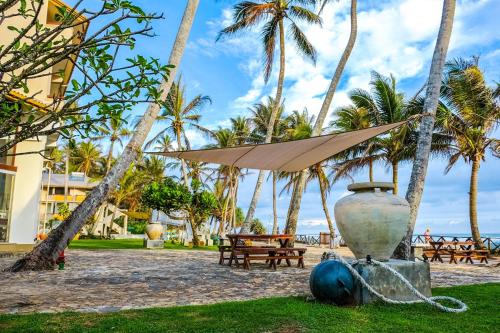 a large vase sitting on the grass in front of a resort at Insight Resort Ahangama - S&S Other Certified in Ahangama