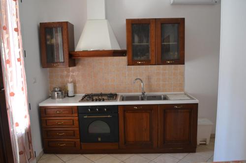 kuchnia z kuchenką i zlewem w obiekcie Perla del Salento w mieście Torre Suda