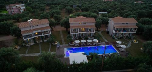 an aerial view of a house with a swimming pool at Summer Dream Lefkas in Lefkada Town