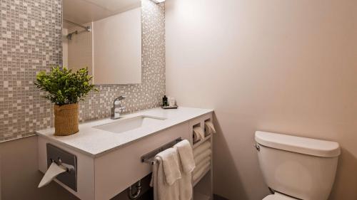 a bathroom with a sink and a toilet at The Rushmore Hotel & Suites; BW Premier Collection in Rapid City