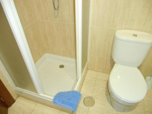 a bathroom with a white toilet and a shower at Martin House & Granada in Granada