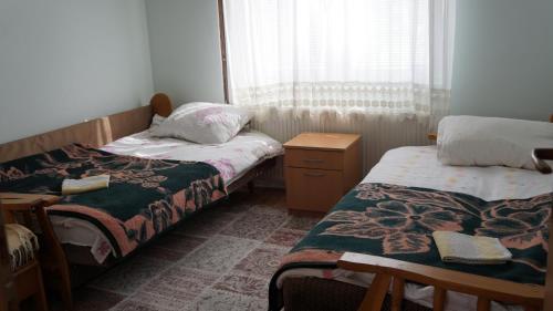 a small room with two beds and a window at Apartman Tamara in Žabljak
