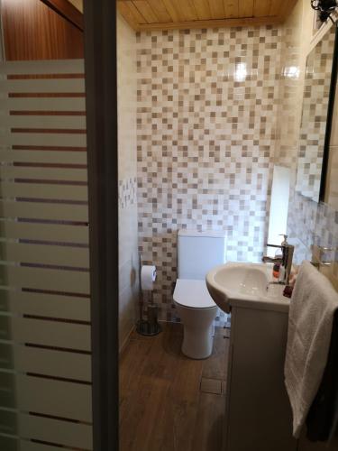 a bathroom with a toilet and a sink at CASA TITA in Lavacolhos