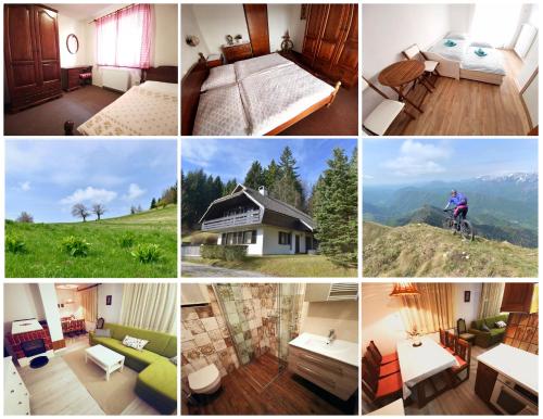 un collage de diferentes fotografías de diferentes habitaciones en Holiday Home Davča, en Cerkno