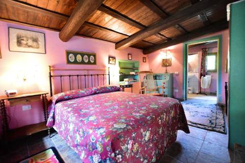 1 dormitorio con 1 cama grande en una habitación en La casa delle rose, en Otricoli