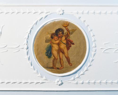 a picture of an angel with a baby on a plate at Harrington Hall in Dublin