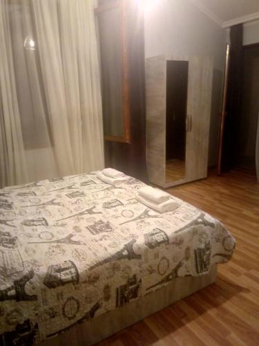 a bedroom with a bed and a mirror in it at Iberia 2019 in Batumi