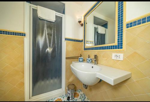 a bathroom with a sink and a shower at CASA SOFIA in Anacapri