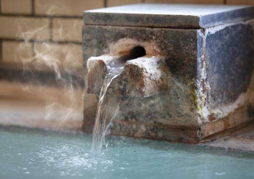 a bird bath with water coming out of it at mt. inn(マウントイン） in Nihommatsu