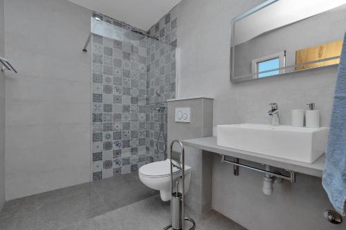 a bathroom with a toilet and a sink and a shower at Villa Smart in Veliko Brdo