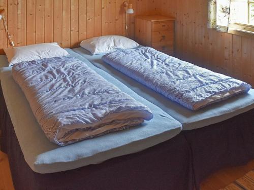 two twin beds sitting in a room with at Three-Bedroom Holiday home in Utvik 1 in Reed