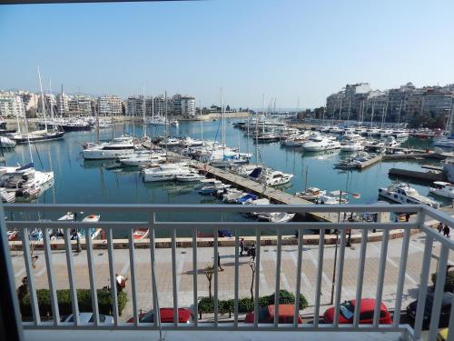 a view of a marina with boats in the water at ATHENS RIVIERA SEA VIEW APARTMENT in Piraeus