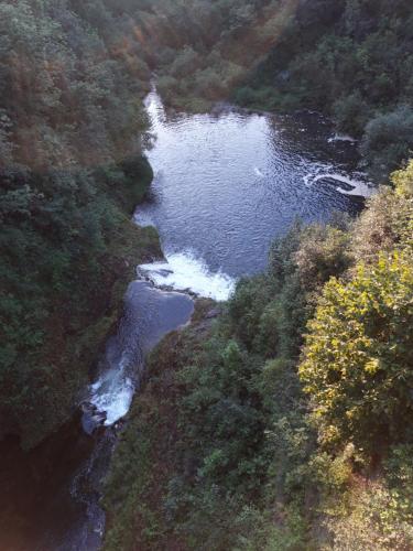 an aerial view of a river in a forest at Studio apartman CENTAR in Ogulin