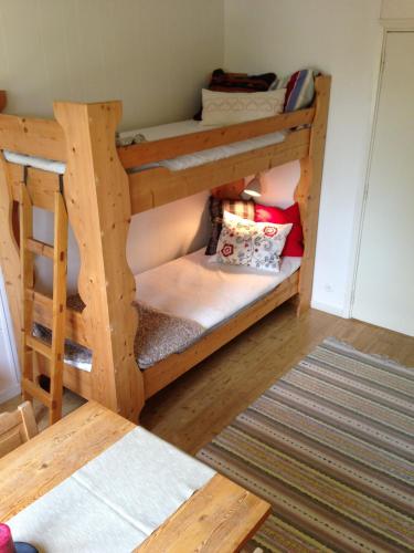 a bedroom with two bunk beds in a room at Storliens Fjällgård in Storlien