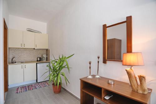 Kuchyň nebo kuchyňský kout v ubytování Giasemi Apartments