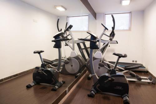 a row of exercise bikes in a gym at Diplomat, Chanakyapuri New Delhi- A Boutique Hotel in New Delhi