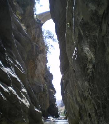 a view of a river through a rocky canyon at Le Terrazze Sul Pollino B&B in Civita