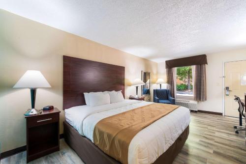 羅金漢的住宿－羅金厄姆品質酒店及套房，酒店客房带一张大床和一把椅子