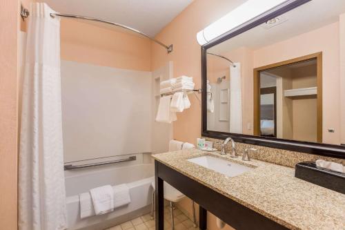 ein Bad mit einem Waschbecken und einem Spiegel in der Unterkunft Quality Inn Petoskey-Harbor Springs in Petoskey