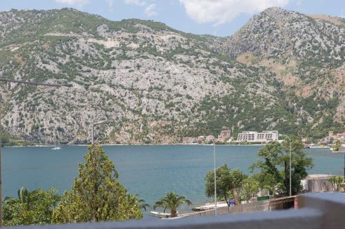 a view of a large body of water with mountains at Apartment Medusa in Risan
