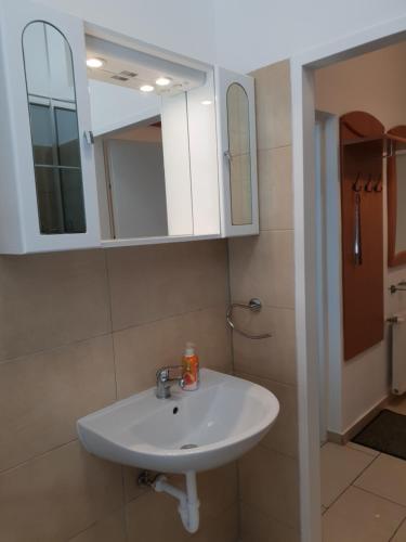 un baño con lavabo y espejo en Nina, en Viena