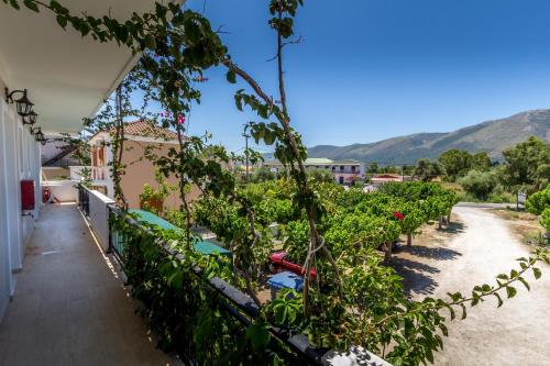 a row of tomato plants on a balcony at Thetis in Alikanas