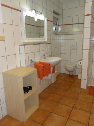 Koupelna v ubytování Ferienwohnung Am Wald