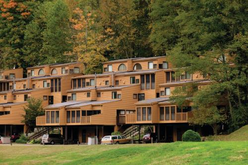 a large apartment building in the middle of a park at Club Wyndham Shawnee Village in East Stroudsburg