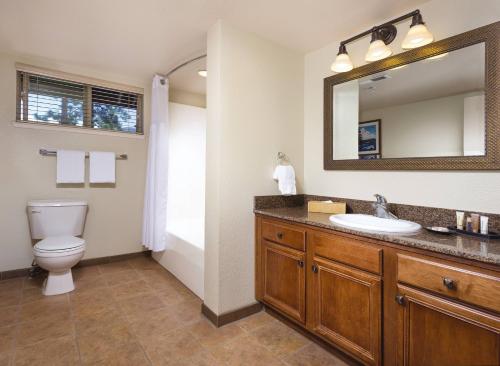 y baño con aseo, lavabo y espejo. en WorldMark South Shore en Zephyr Cove