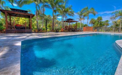 a large swimming pool in a tropical setting at 1770 Getaway in Agnes Water