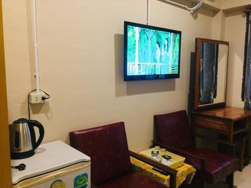 TV a/nebo společenská místnost v ubytování Nett Hotel