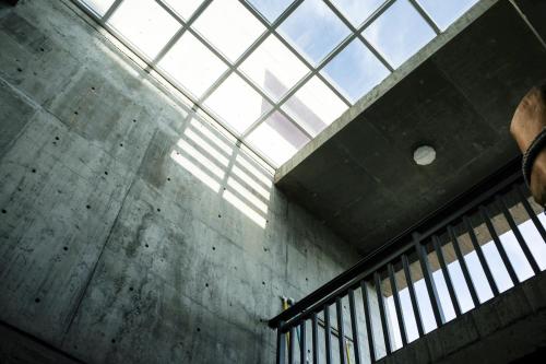 a building with a large skylight in the ceiling at Relaxing Hotel in Donggang