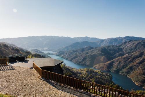 a view of a river from the top of a mountain at Pousadela Village & Spa in Vieira do Minho