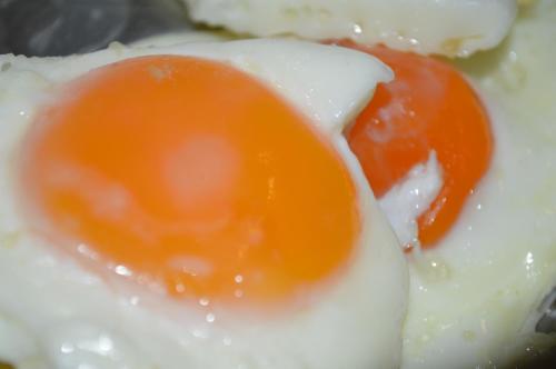 a close up of an egg with a yolk at Hotel Villa Diana in Split
