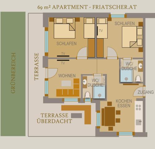 Půdorys ubytování Friatscher Apartment