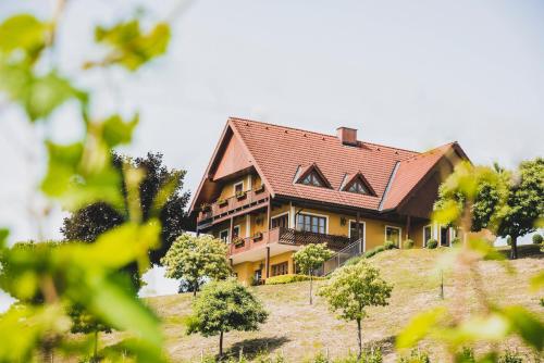 a large house on top of a hill at Hohler Appartement Gamlitz in Gamlitz
