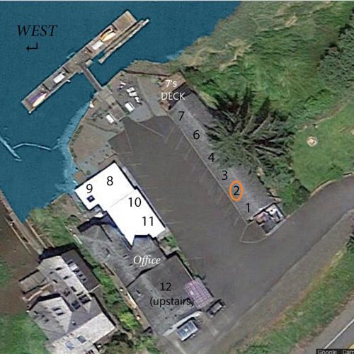 a map of a parking lot next to the water at Wheeler on the Bay Lodge and Marina in Wheeler