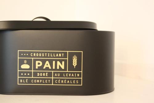 a black container with a label on it at Casello68 in Levanto