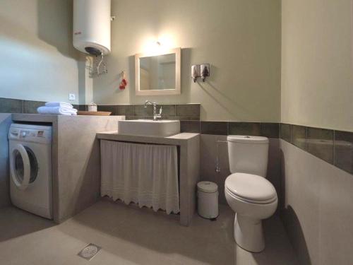 een badkamer met een toilet en een wastafel bij The Cerulean Villa. The Concord of Blue and Green! in Kefallonia