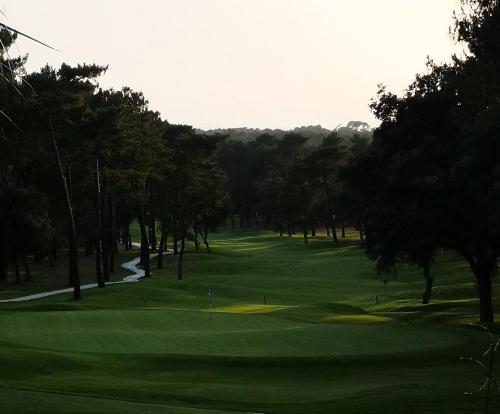 uma vista para um campo de golfe com um verde em Hossegor Les Bécasses em Soorts-Hossegor