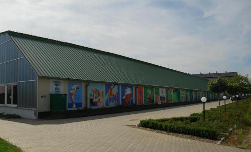 a building with paintings on the side of it at Hotel Angie in Puszczykowo